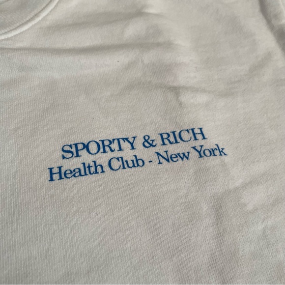 NEW SPORTY & RICH DRINK MORE WATER WHITE CREWNECK SWEATSHIRT SZ EXTRA SMALL XS - Picture 6 of 8